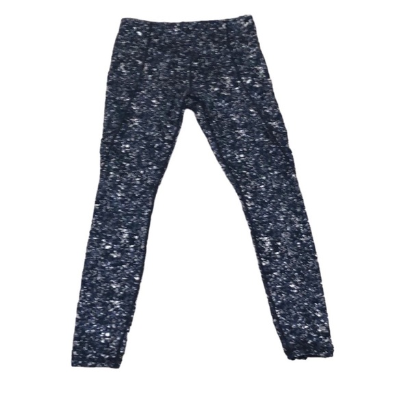 Athleta Stash Pocket Cropped Leggings Size Small Navy Blue Sandstone Print - Picture 1 of 10
